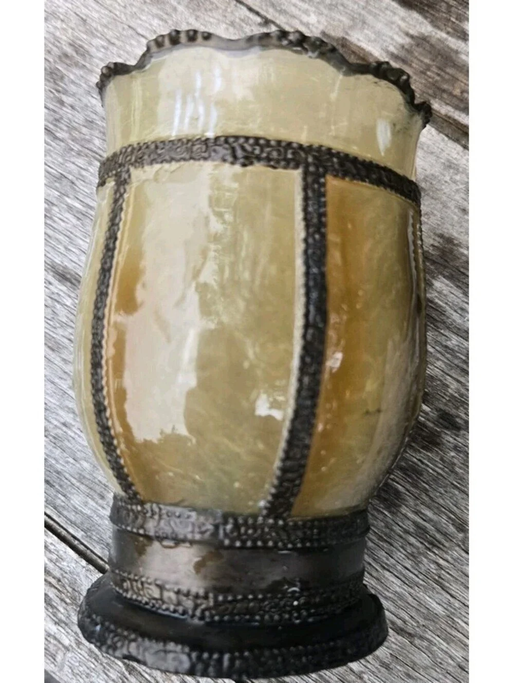 Greenish GOLD 6 Piece Bathroom Set Glass? Or Acrylic Metal Trim. Read